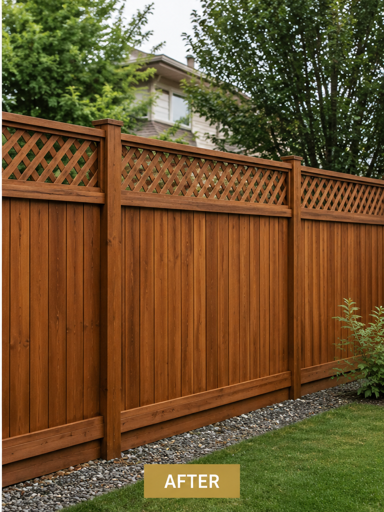 Fence after professional painting and staining