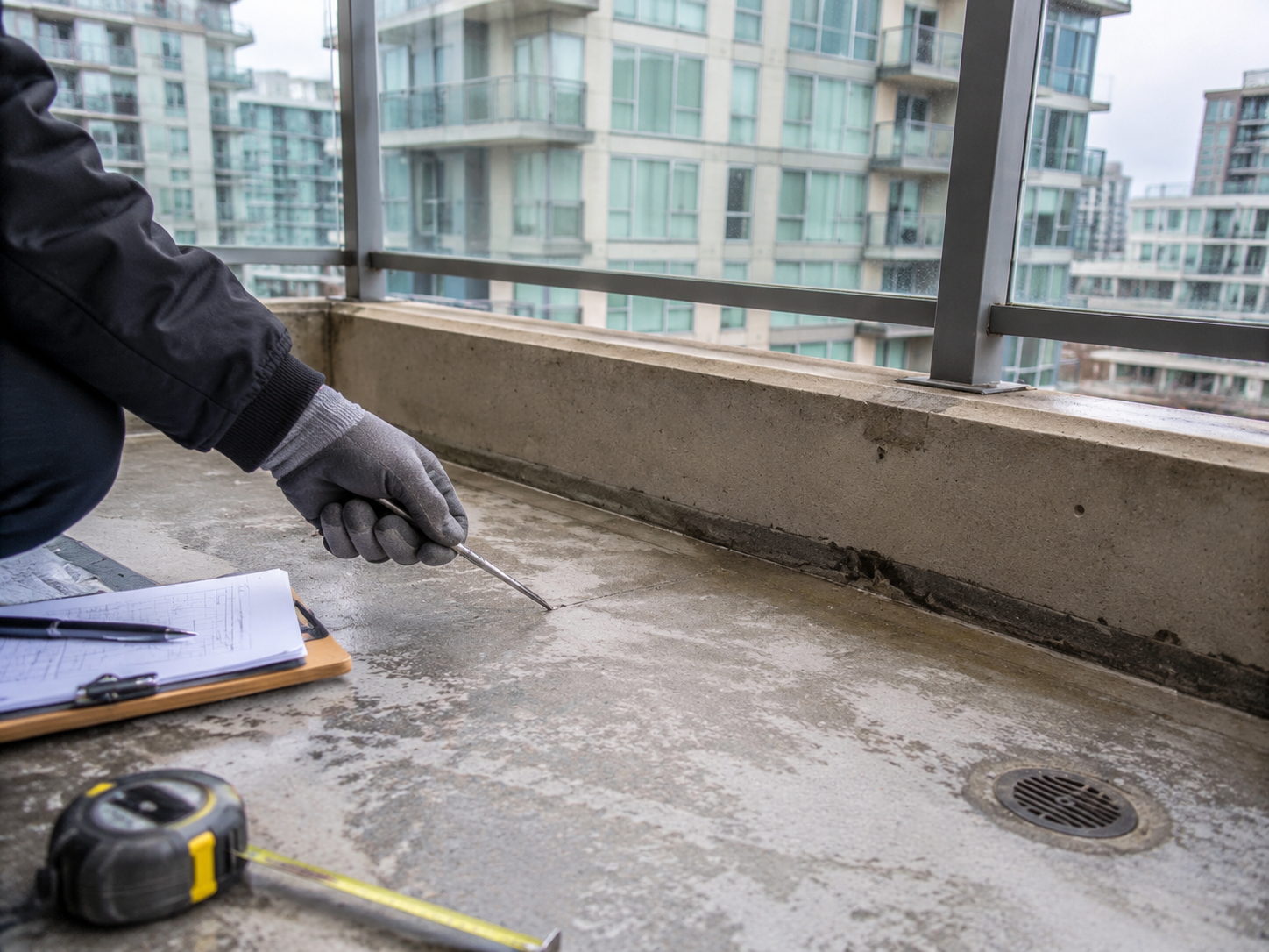Balcony surface inspection