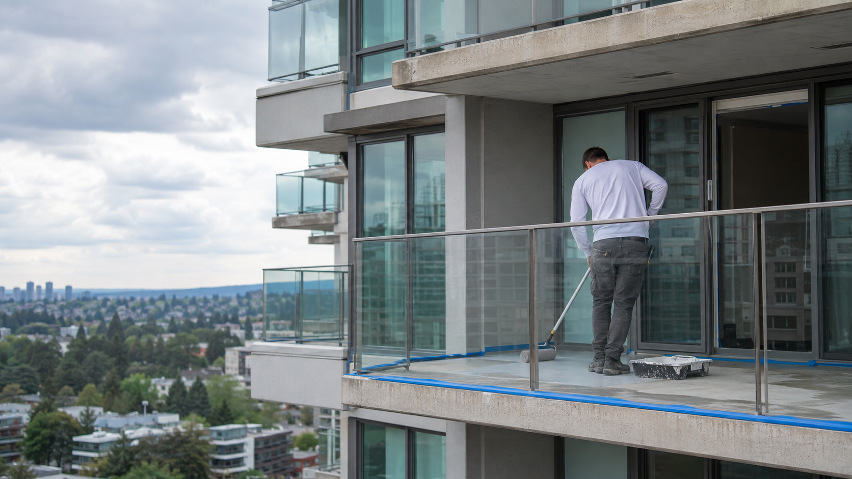 Balcony restoration work on a multi-family property in Greater Vancouver