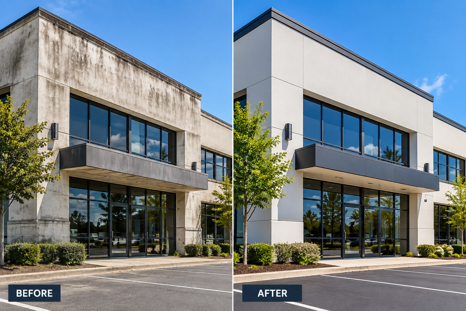 Commercial property before and after painting