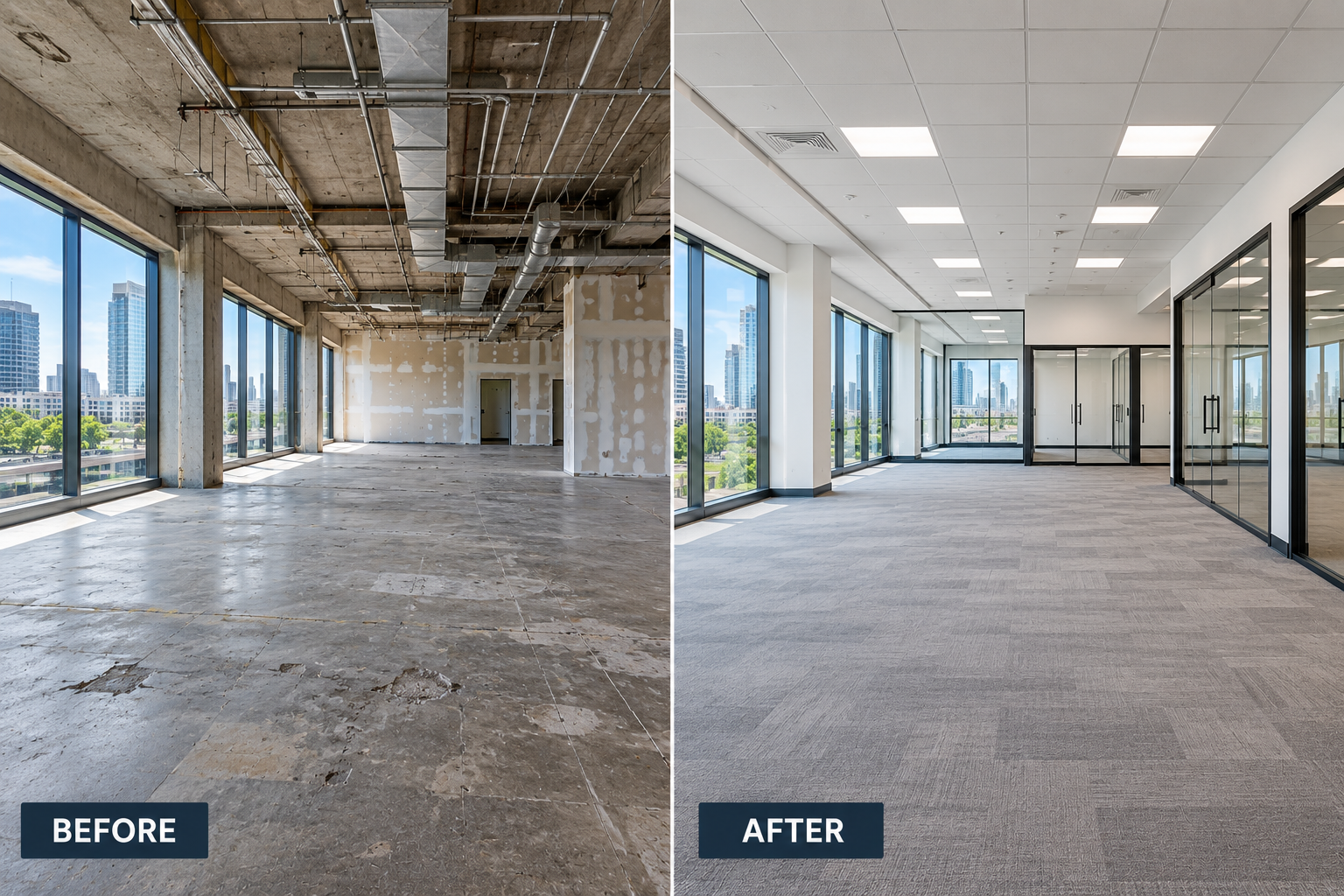 Commercial painting before and after transformation