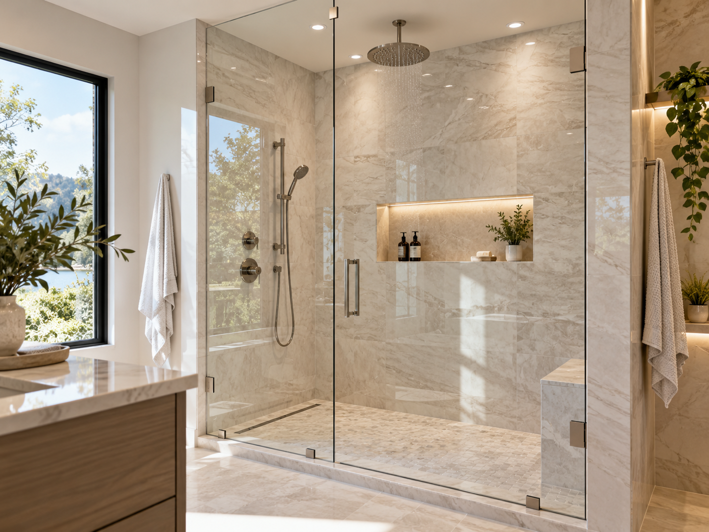 Modern shower and bathroom renovation concept